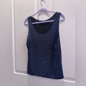 Blu Sage Navy Metallic Pattern Tank Top